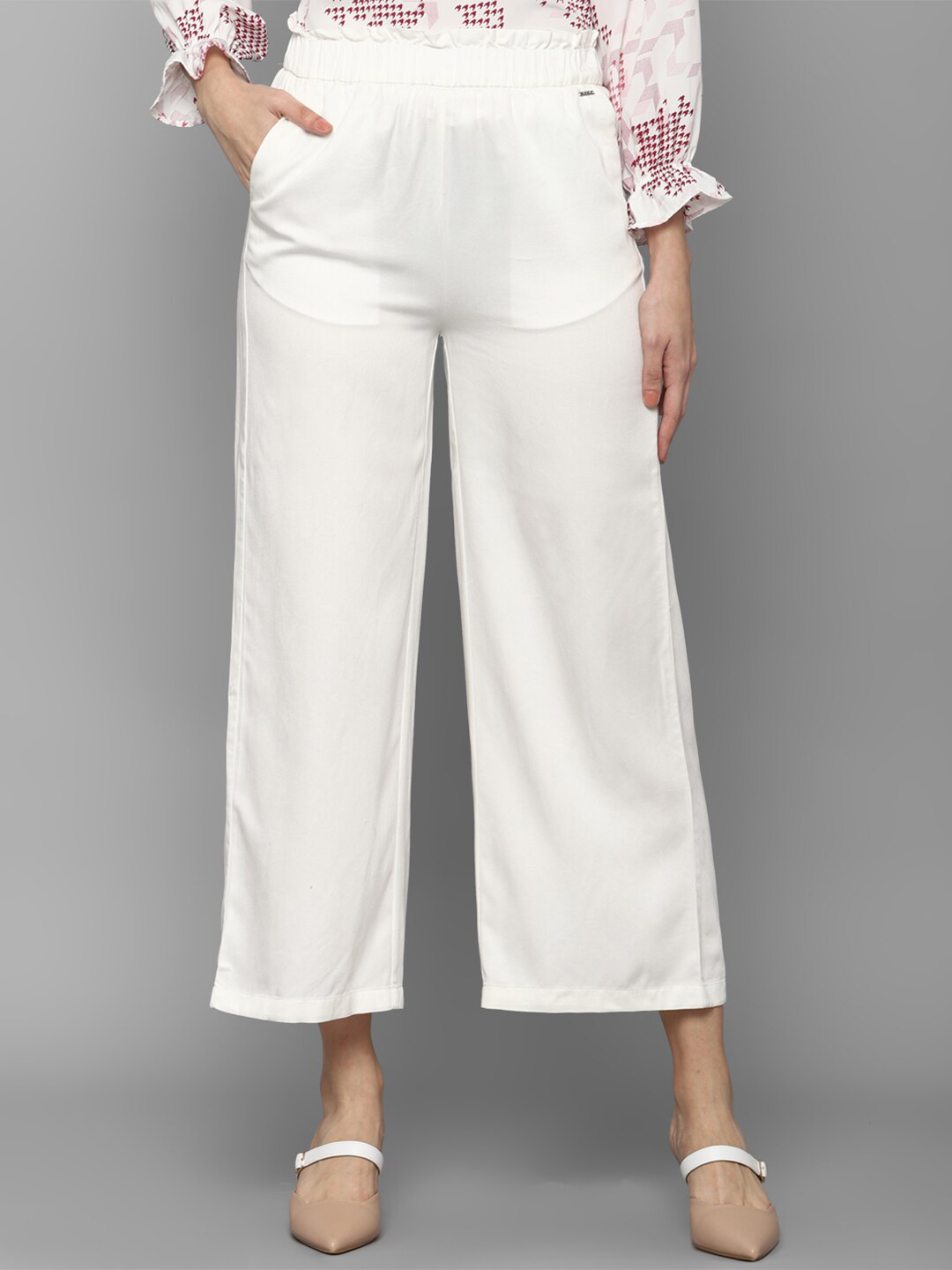 Allen Solly Woman Women White Regular Fit Parallel Trousers