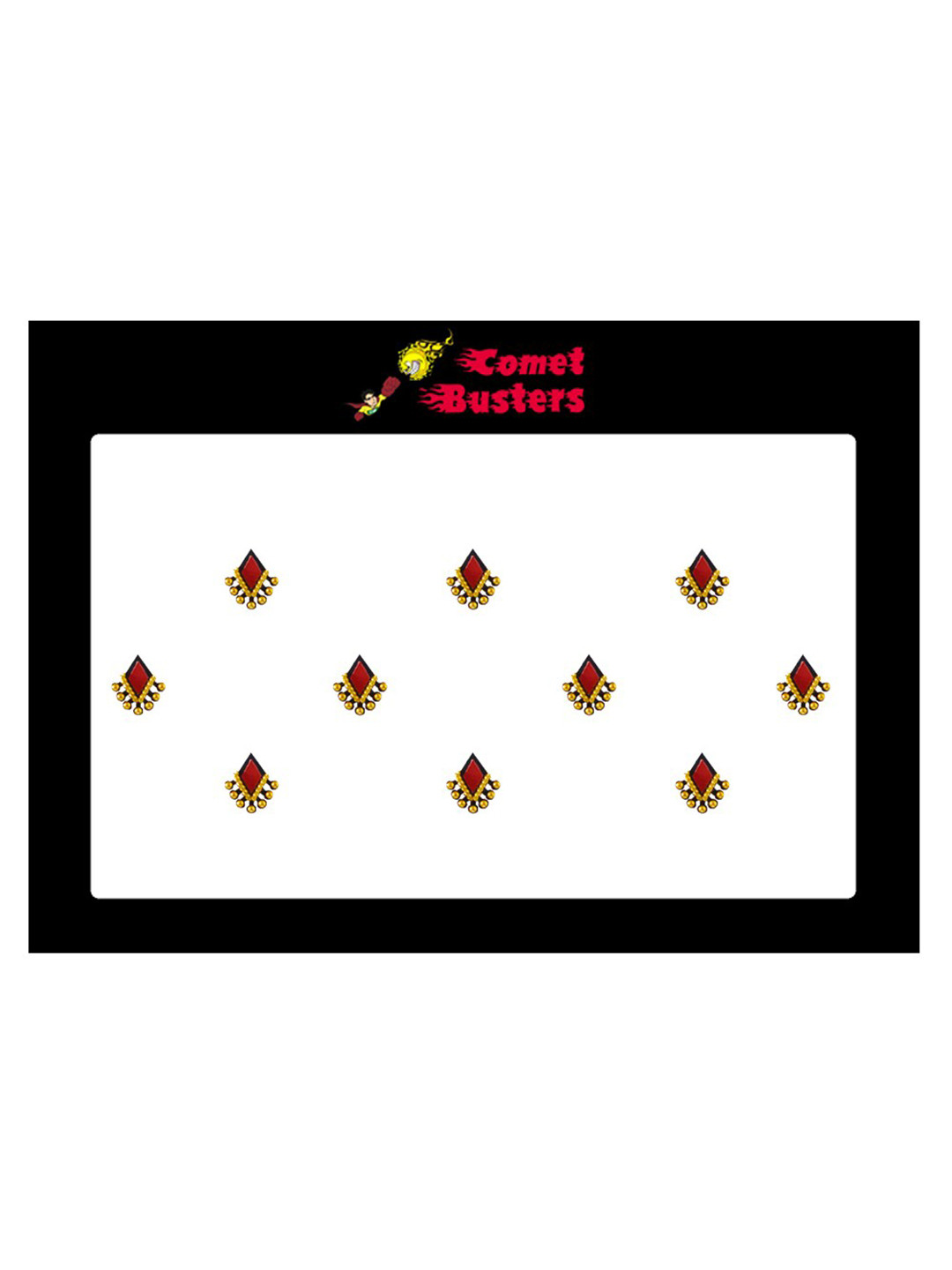 Comet Busters 10 Pcs Reusable Designer Bindis - Red & Gold-Toned