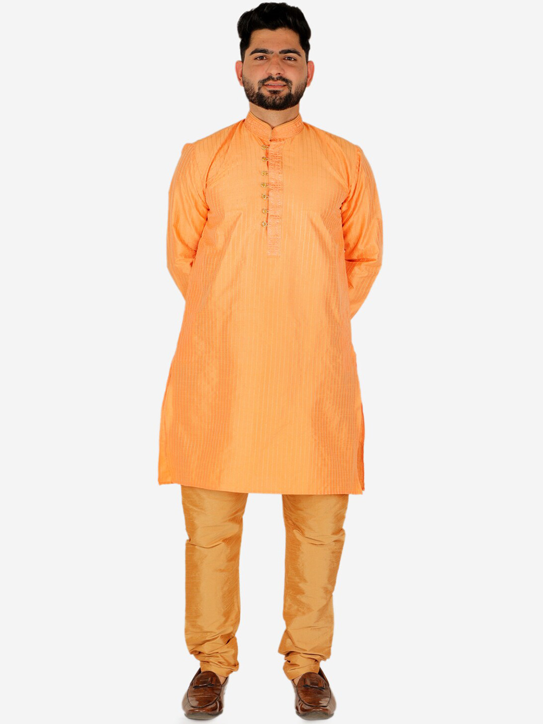 Pro-Ethic STYLE DEVELOPER  Orange Pure Silk Kurta with Churidar