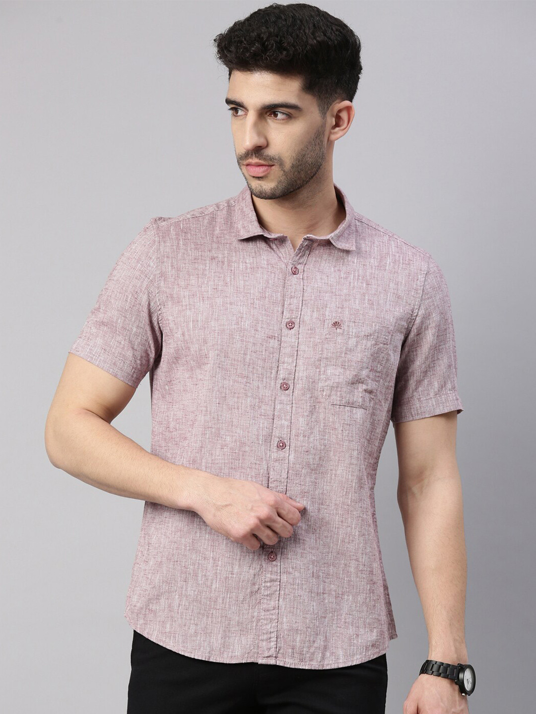 Chennis Men Red Slim Fit Casual Shirt