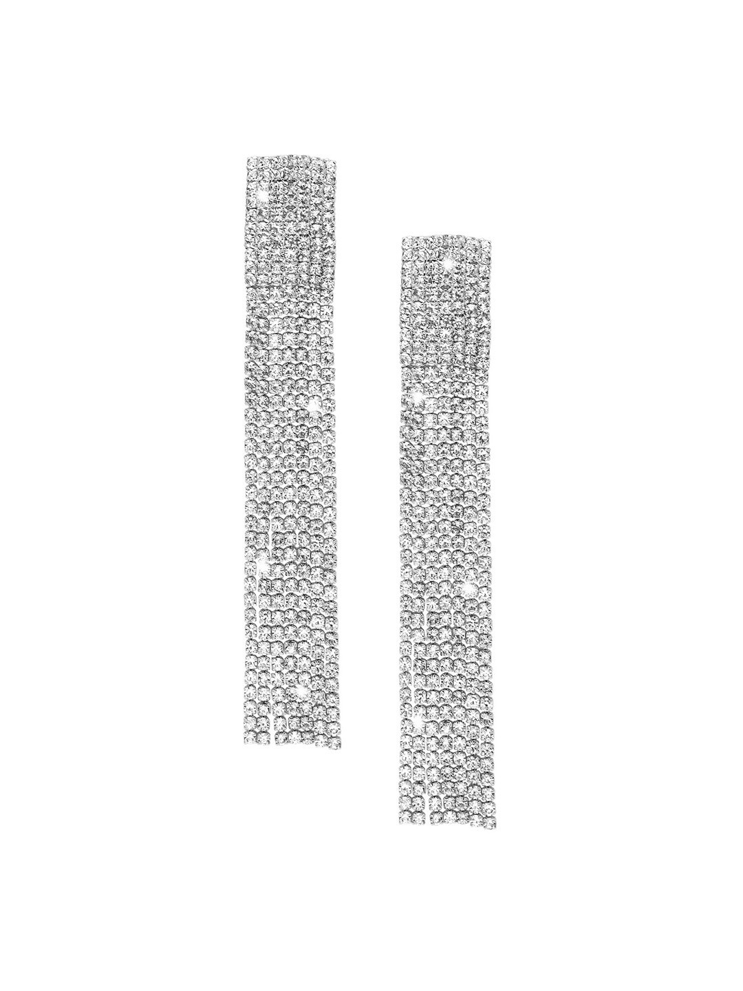 Shining Jewel - By Shivansh Women Silver Toned Silver Plated Chandelier Duster Earring