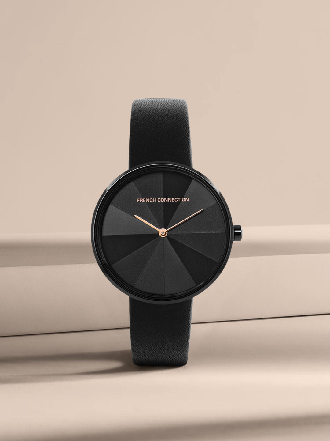 French Connection Women Black Dial & Black Leather Straps Analogue Watch FCL21