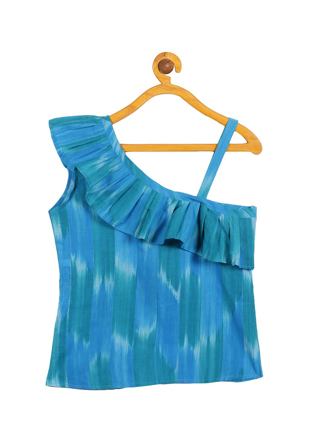 Resha Girls Blue Tie and Dye Ruffles Top