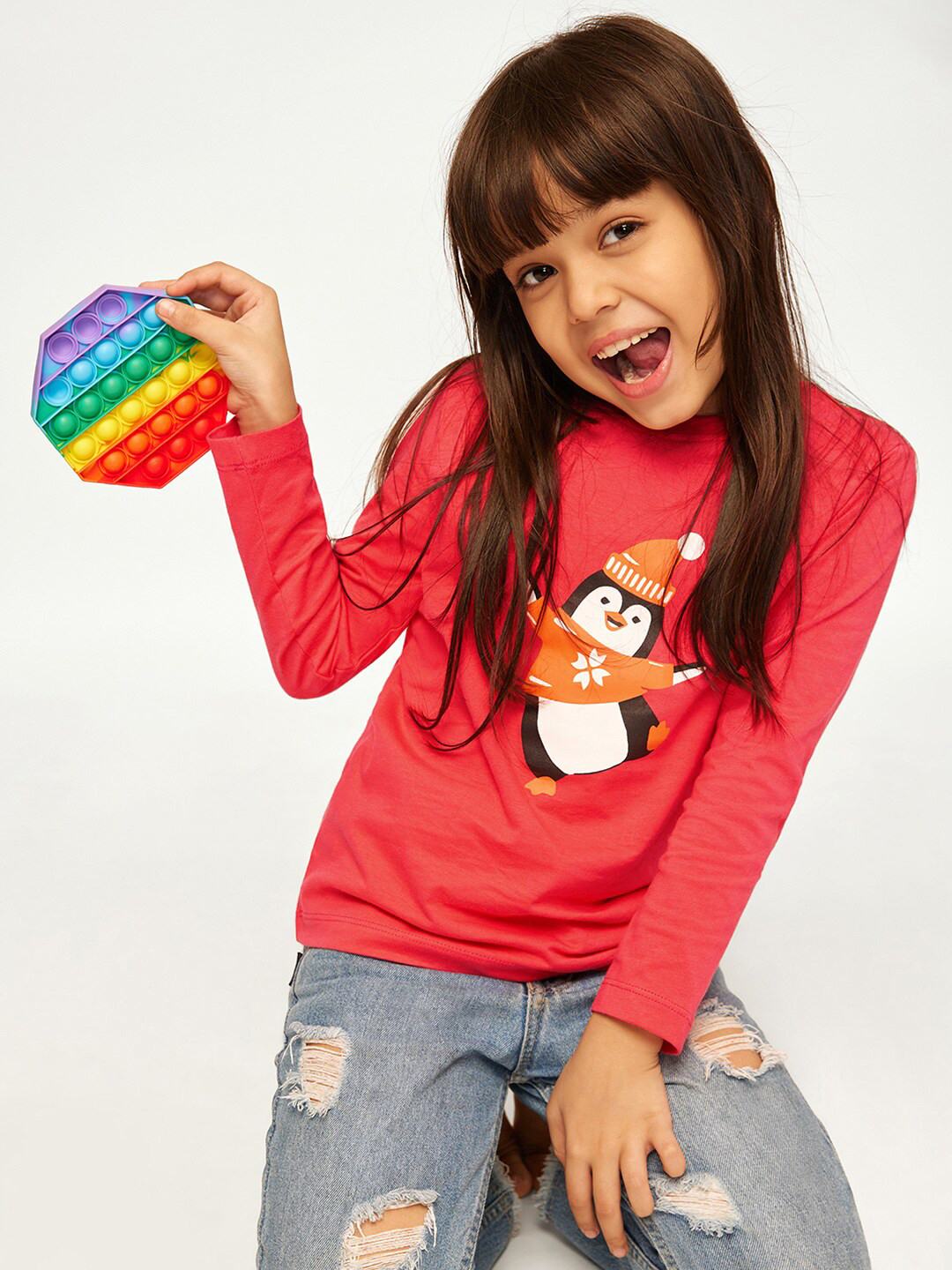 frangipani Girls Pink Printed T-shirt