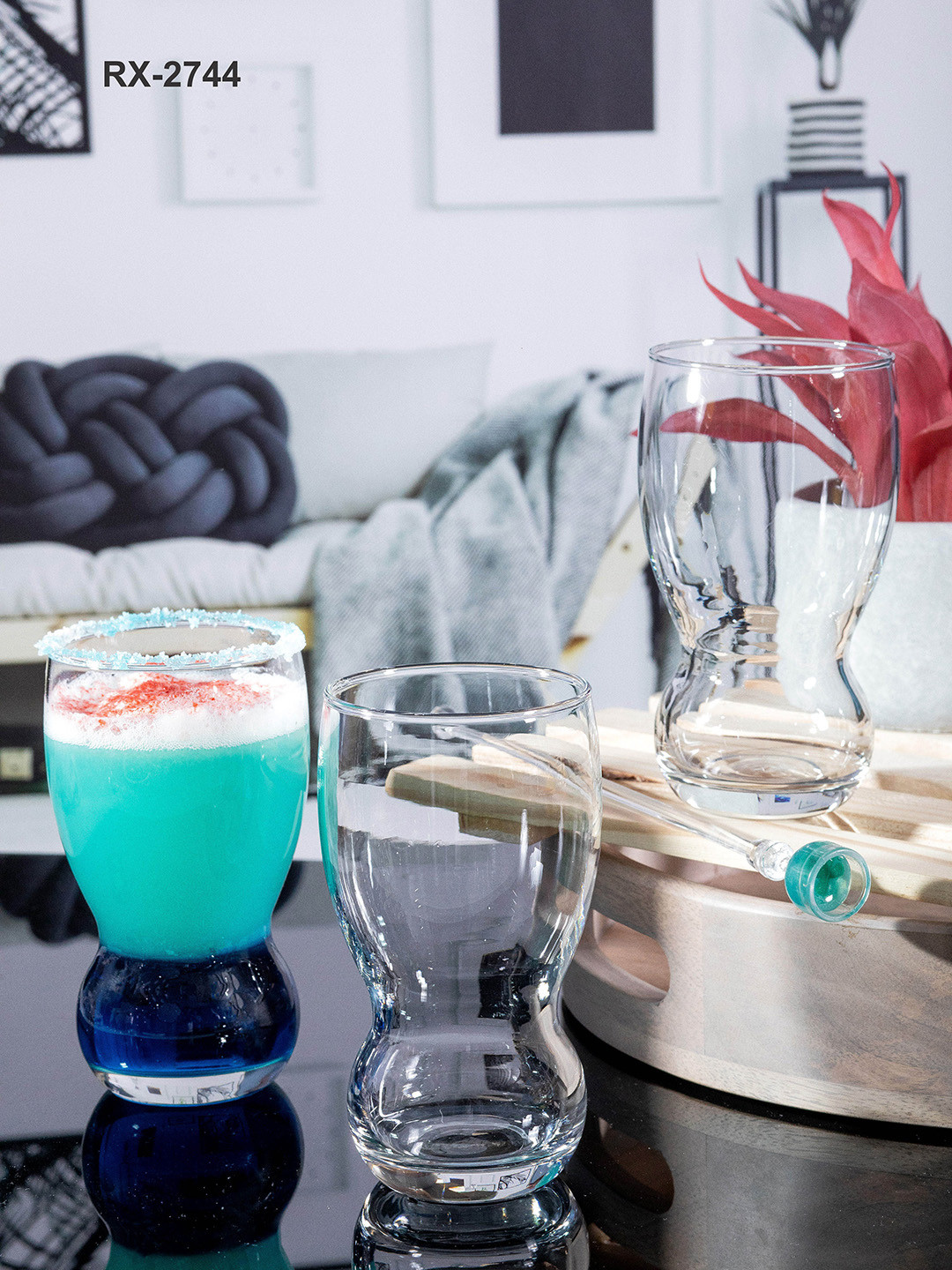 Roxx Set of 6 Glass Fountain Tumbler 365 ML Each