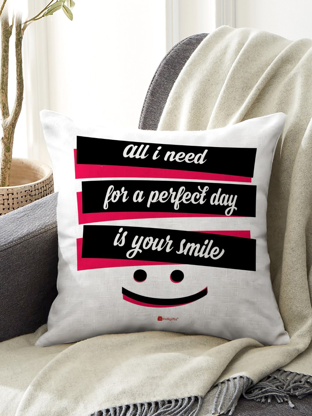 Indigifts All I need Quotes Printed Love Cushion Cover with Filler