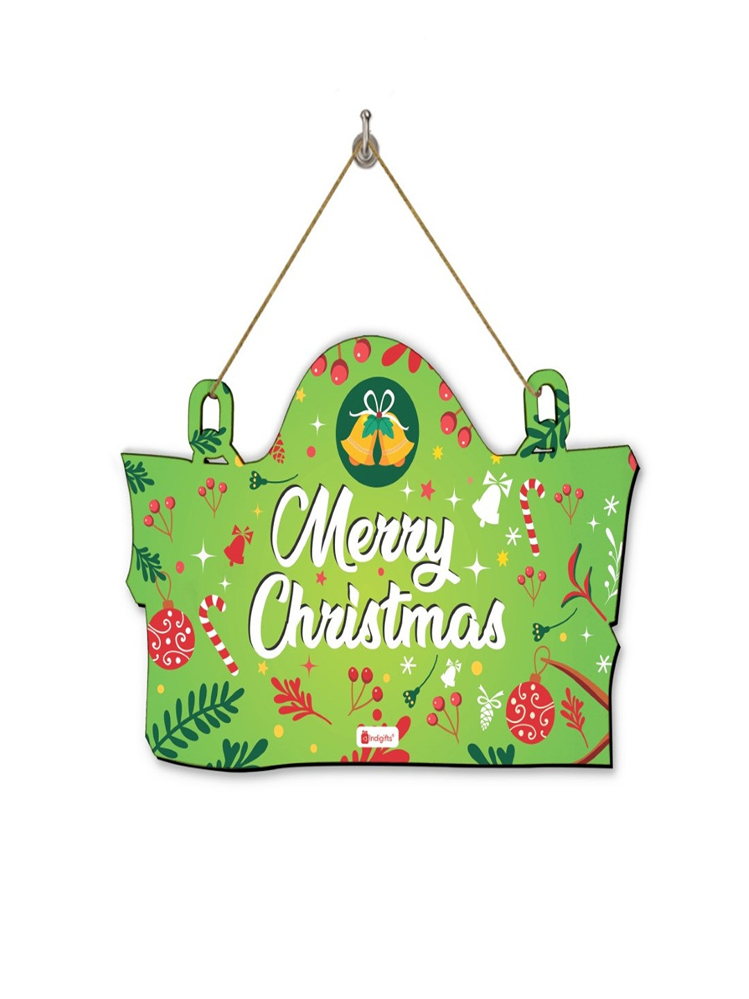 Indigifts Christmas Door Wood Glossy Hall Wall Hangings-7In