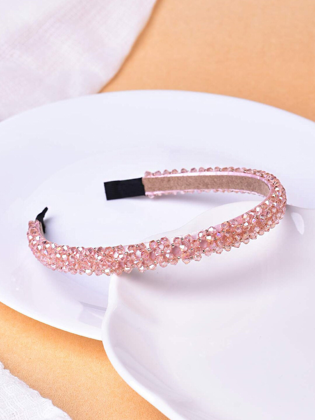 Melbees by Yellow Chimes Girls Peach-Coloured & White Embellished Hairband
