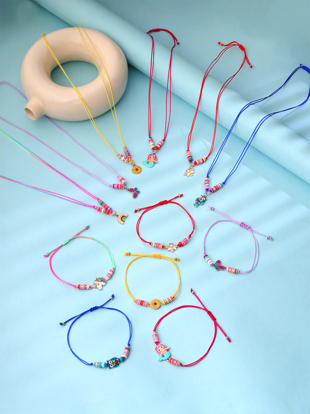 Melbees by Yellow Chimes Girls Set of 12 Yellow & Blue Necklace and Bracelet