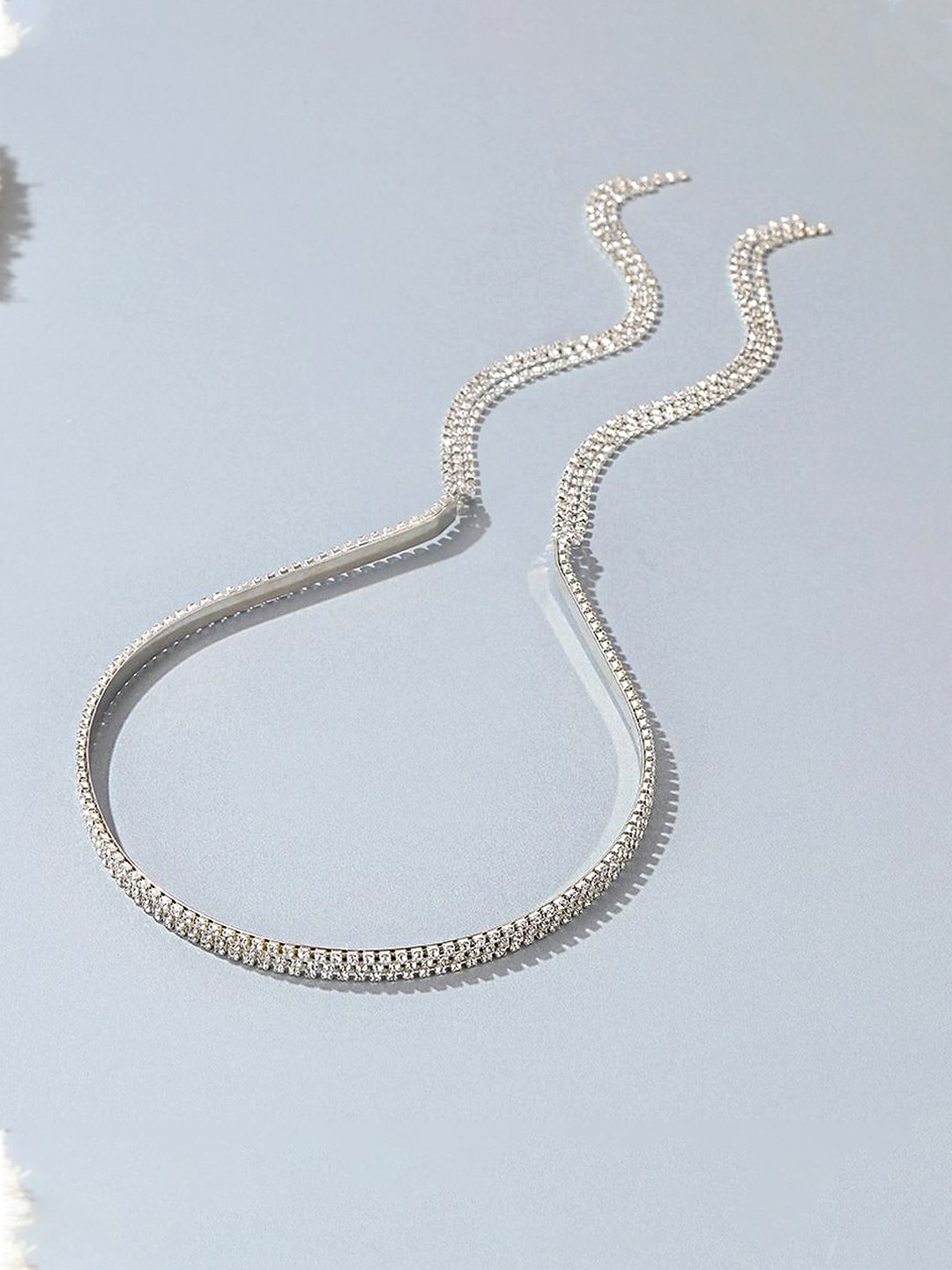 Yellow Chimes Silver Toned Crystal Hairband Headpeice