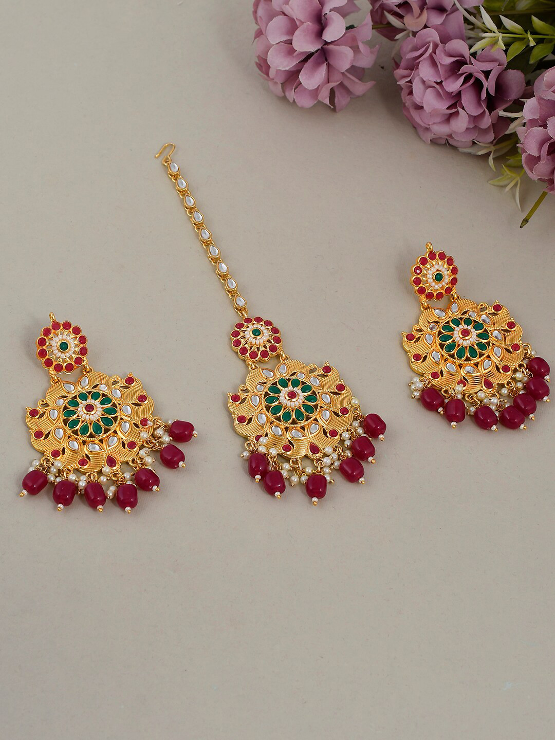 Silvermerc Designs Gold-Plated & Red Brass Jewellery Set