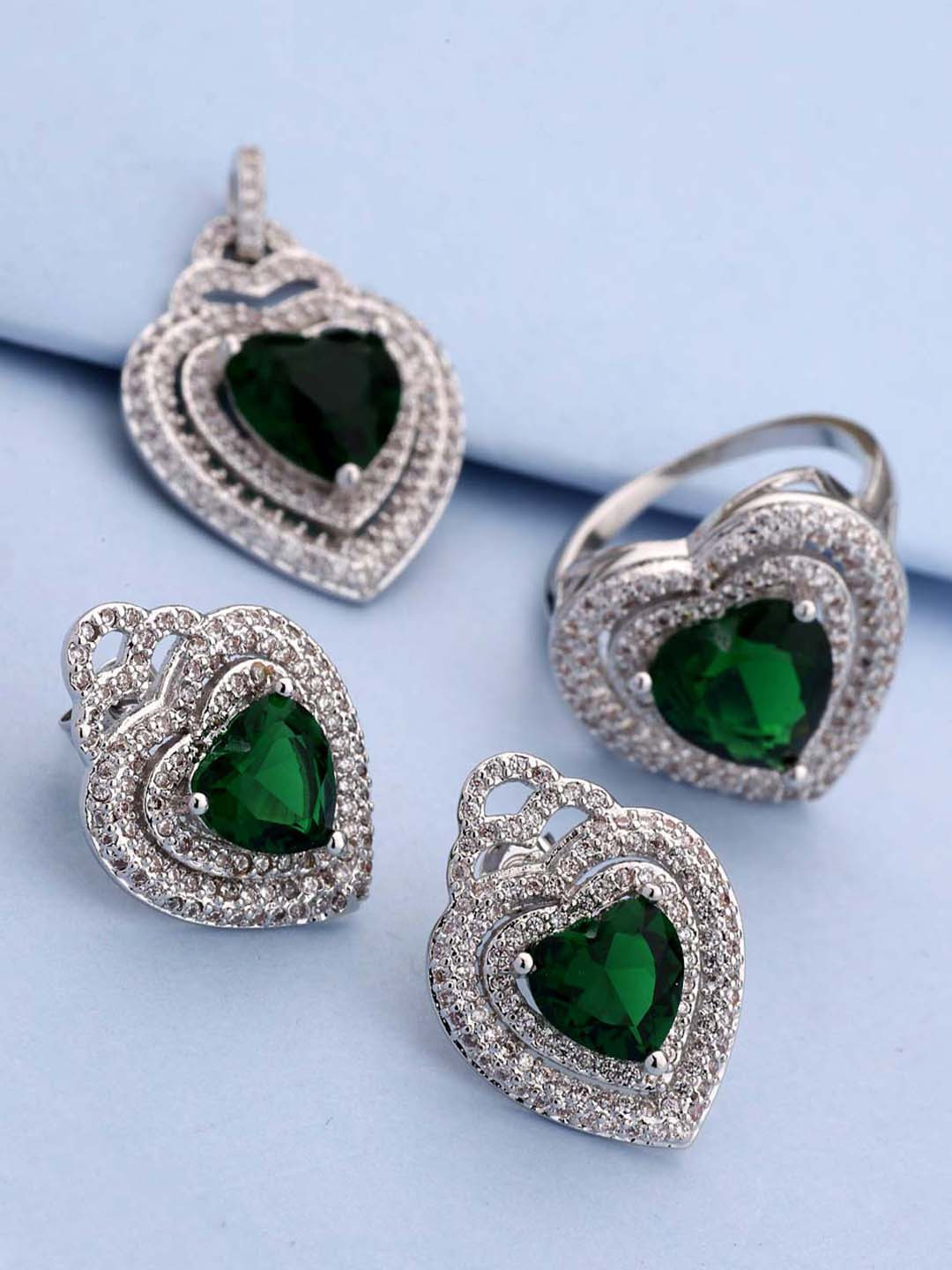 Voylla Silver Alloy Silver-Plated Jewellery Set