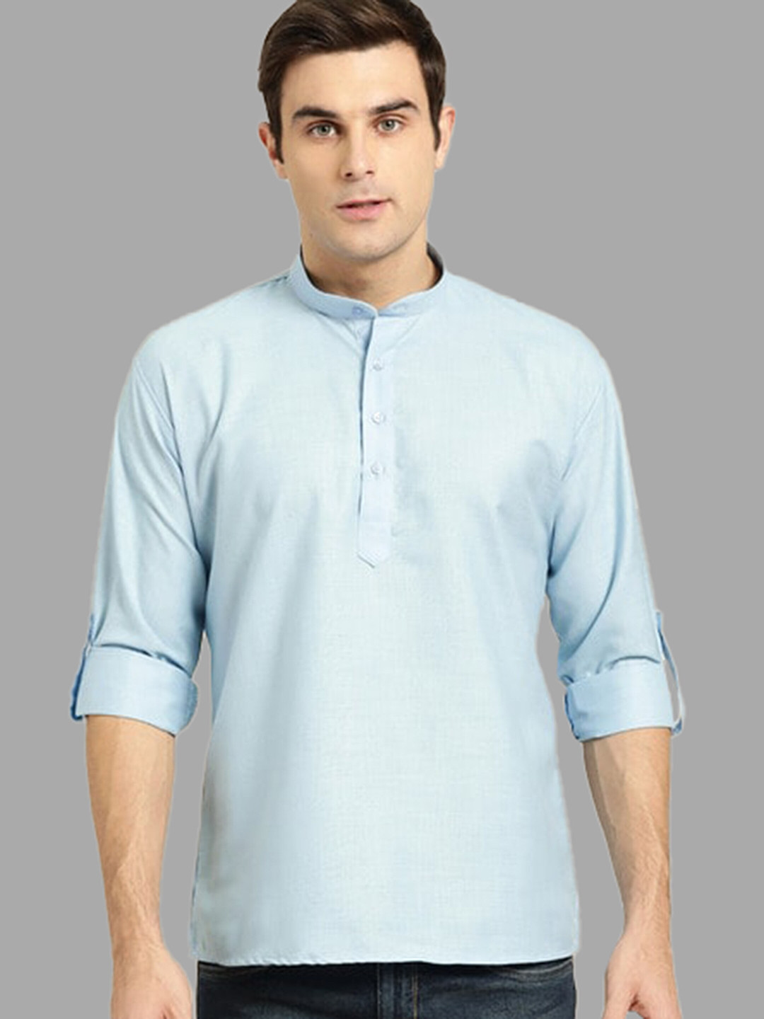 ROYAL KURTA Men Blue Summer Sheers Cotton Kurta