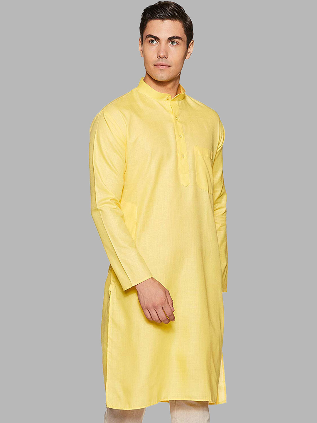 ROYAL KURTA Men Solid Yellow Kurta