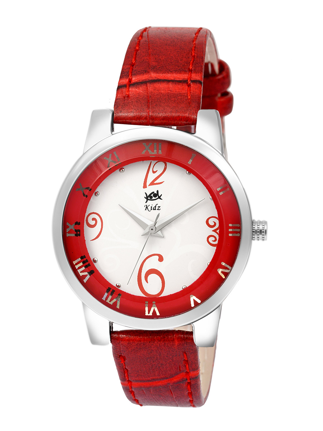 Kool Kidz Unisex Kids White Dial & Red Leather Straps Analogue Watch KOOL KIDZ KK 307 LRD