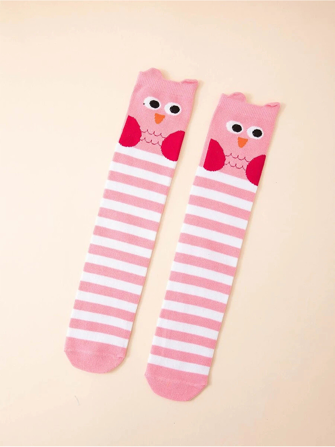 EL REGALO Girls Pink Striped Socks
