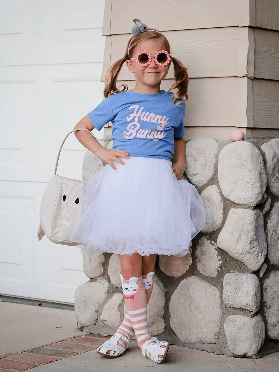 EL REGALO Girls Pink Striped Knee-Length Socks