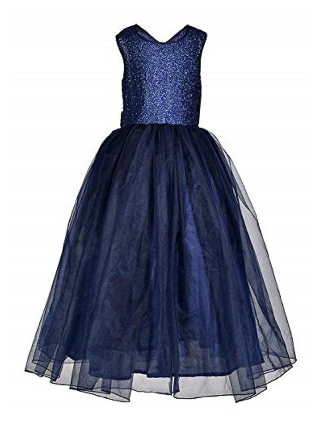 Samsara Couture Girls Navy Blue Net Maxi Dress
