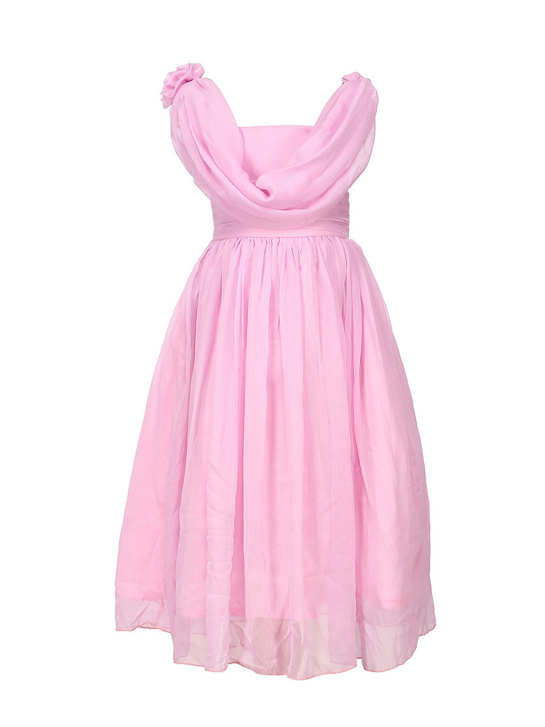 Samsara Couture Pink Cowl Neck Net Dress