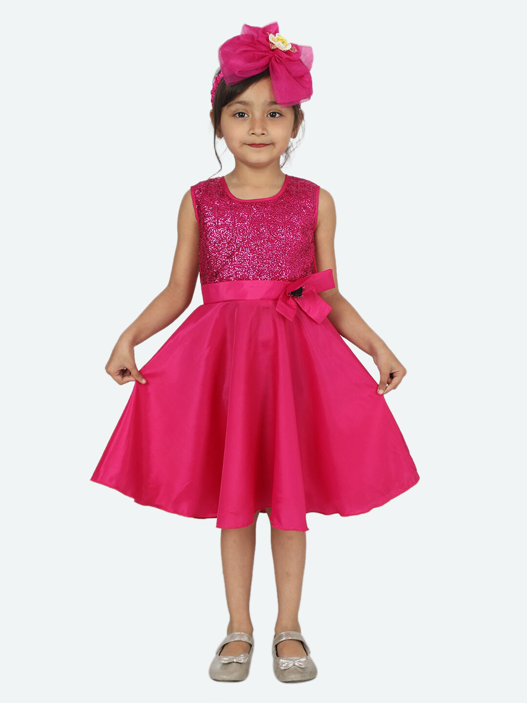 Samsara Couture Pink Net Frock Dress Pink
