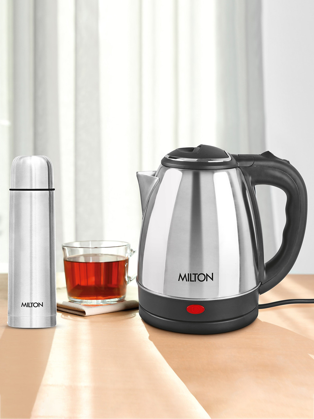 Milton Silver Go Electro 2 Ltrs Kettle & Flip Lid Combo Set 750 ml with Jacket
