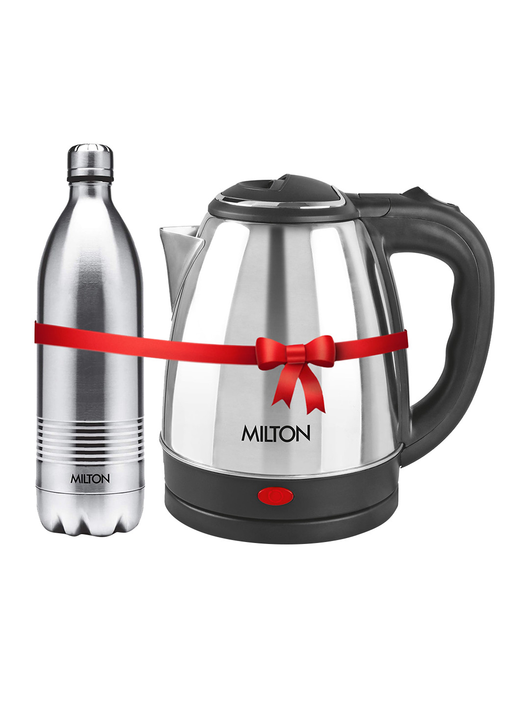 Milton Silver-Toned Combo Set Go Electro 2 Ltrs Electric Kettle & Duo DLX 1 Ltr