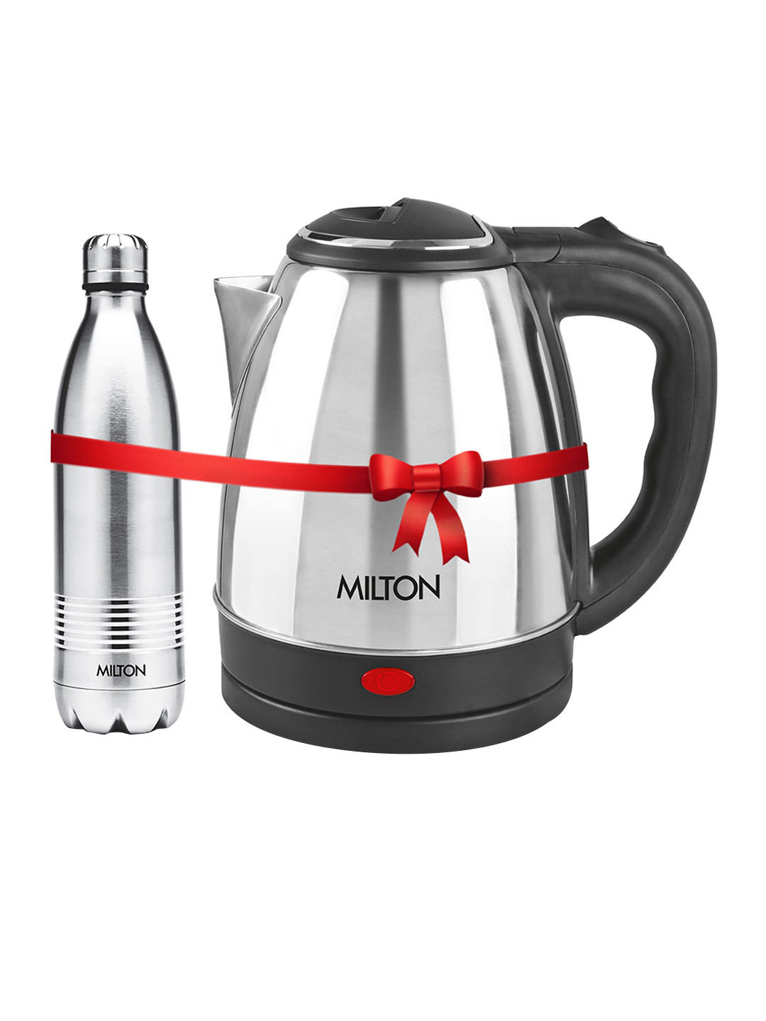 Milton Silver-Toned Combo Set Go Electro 1.5 Ltrs Electric Kettle & Duo DLX 500 ml