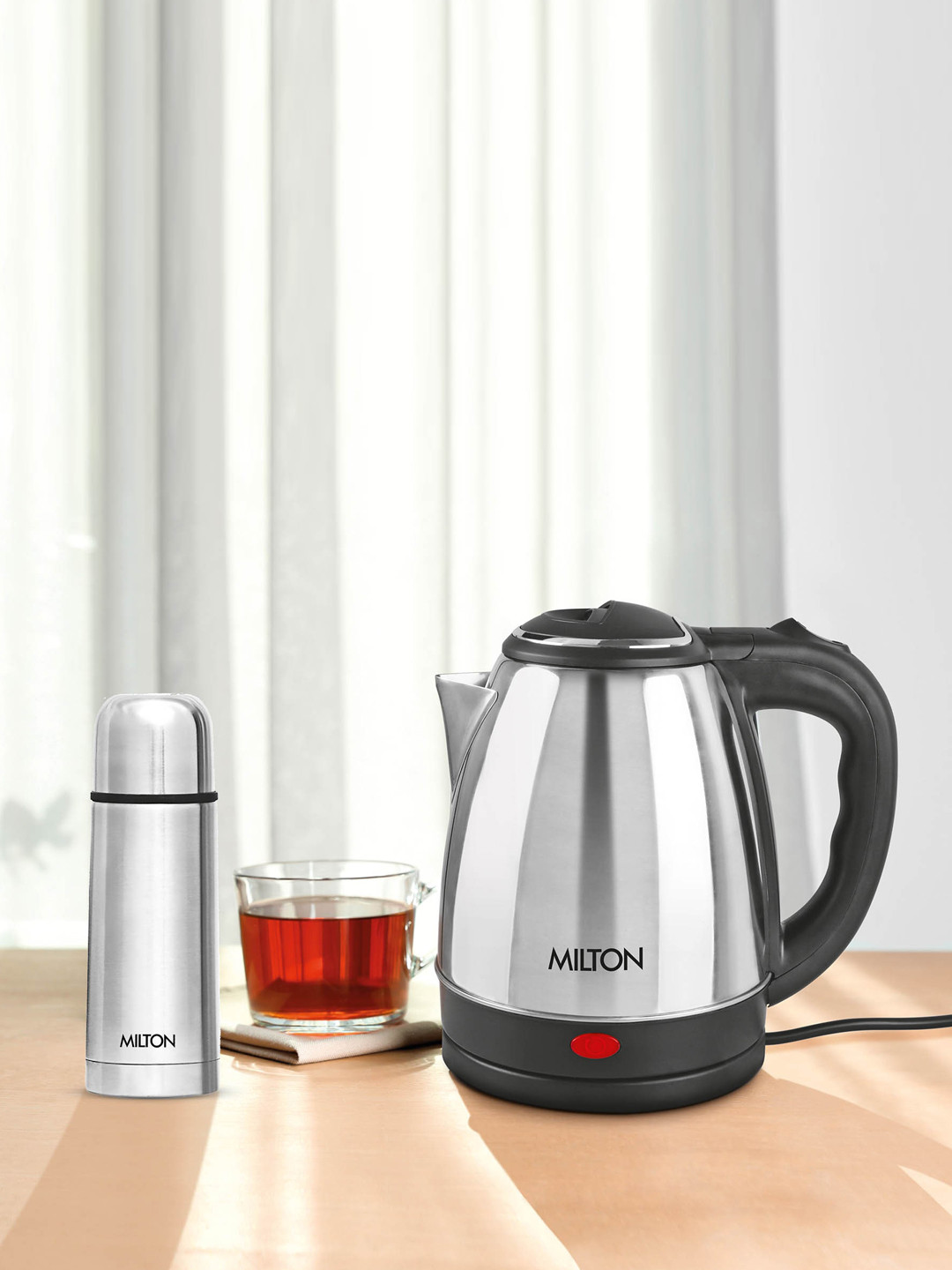 Milton Silver-Toned Go Electro 2 L Kettle & Flip Lid 350 ml with Bottle