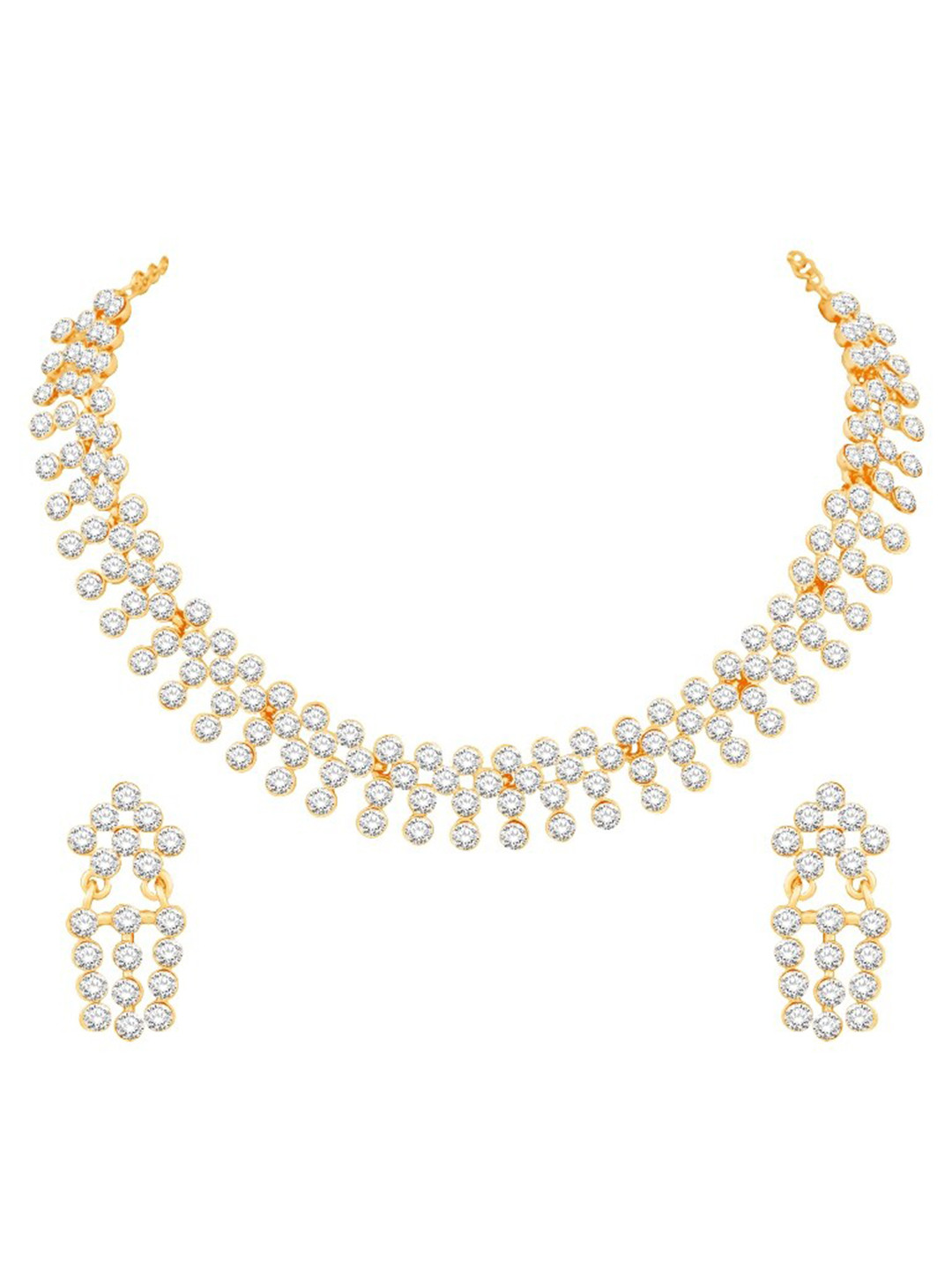 Atasi International Gold-Plated & Toned White Stone Studded Jewellery Set