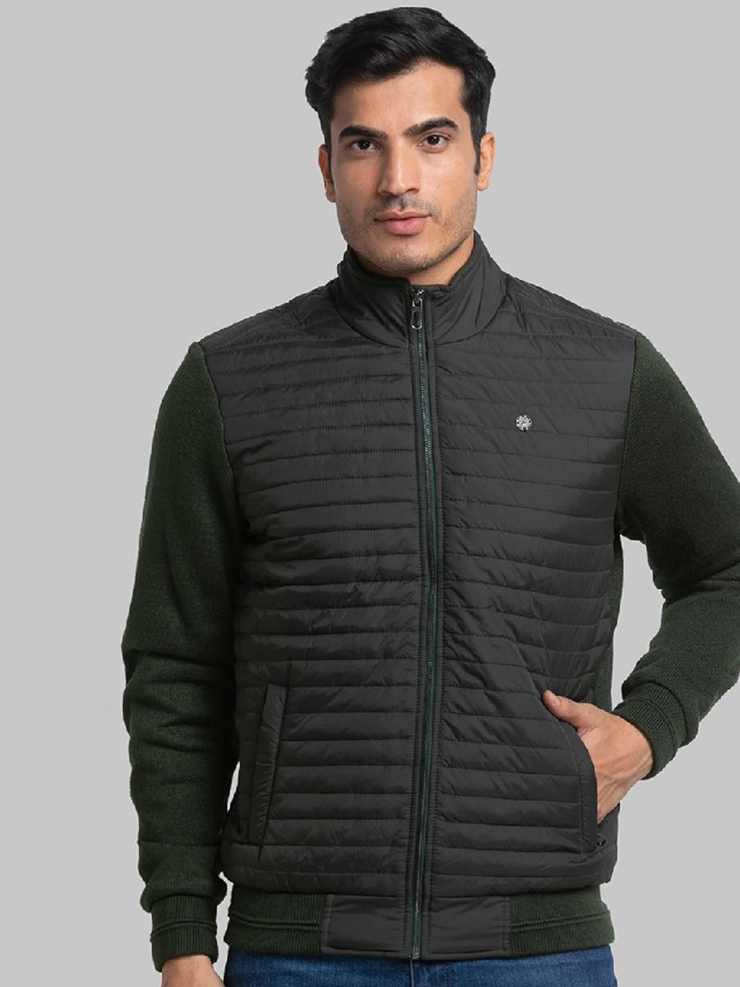 Raymond Men Dark-Green Solid Contemporary Fit Activewear Jacket