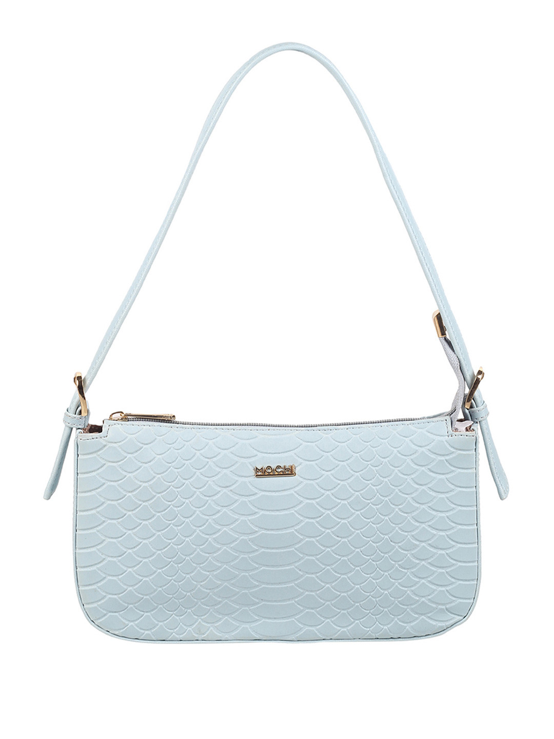 Mochi Blue Textured Swagger Hobo Bag