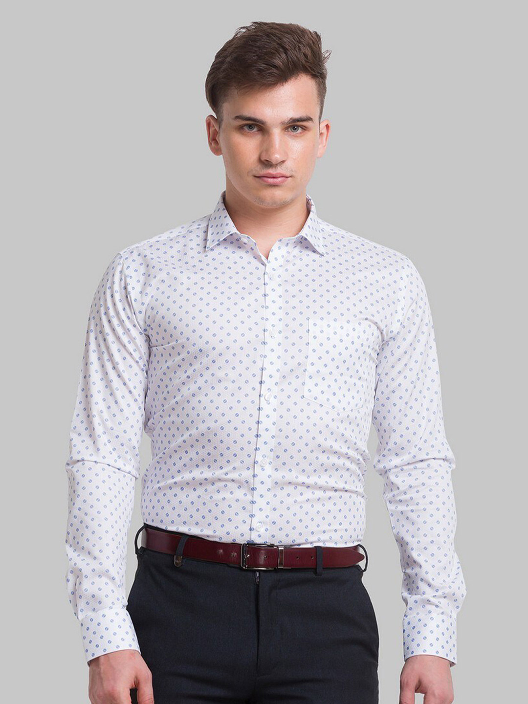 Park Avenue Men Blue Printed Formal Shirt