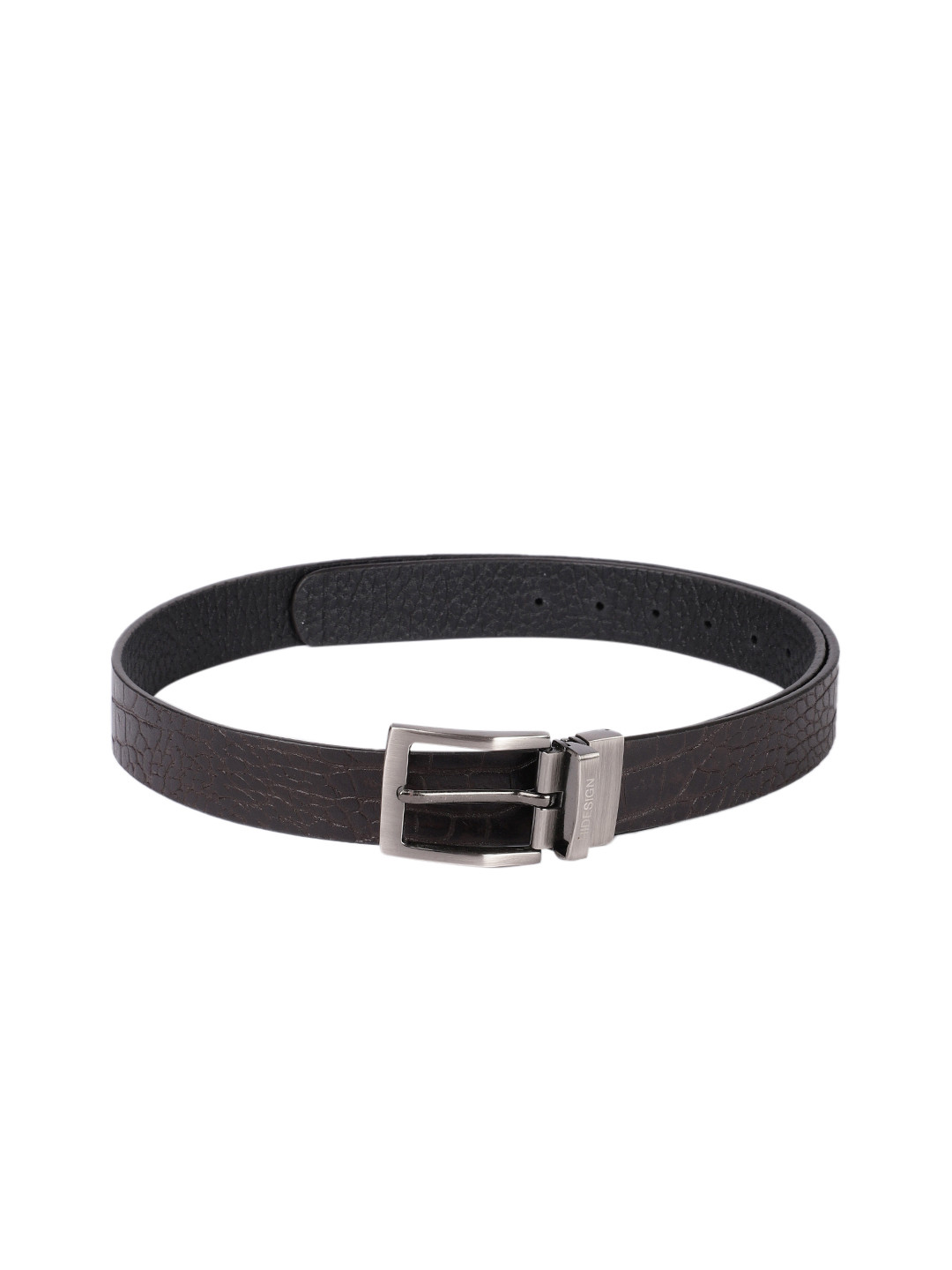 Hidesign Men Brown & Black Textured Reversible Leather Belt