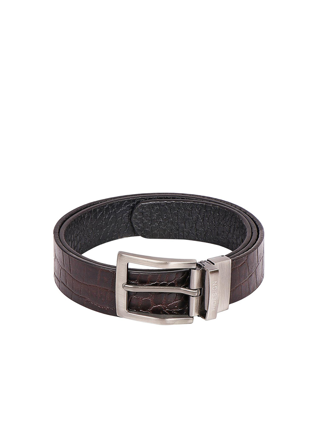 Hidesign Men Brown & Black Textured Reversible Leather Belt