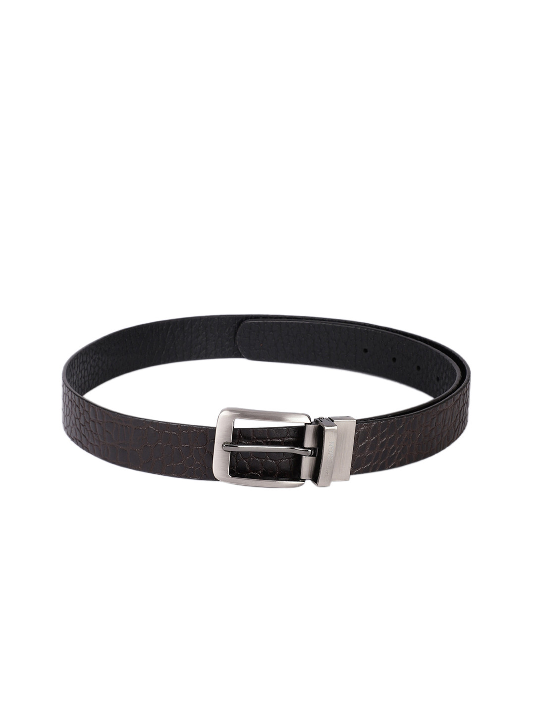 Hidesign Men Brown & Black Textured Reversible Leather Belt