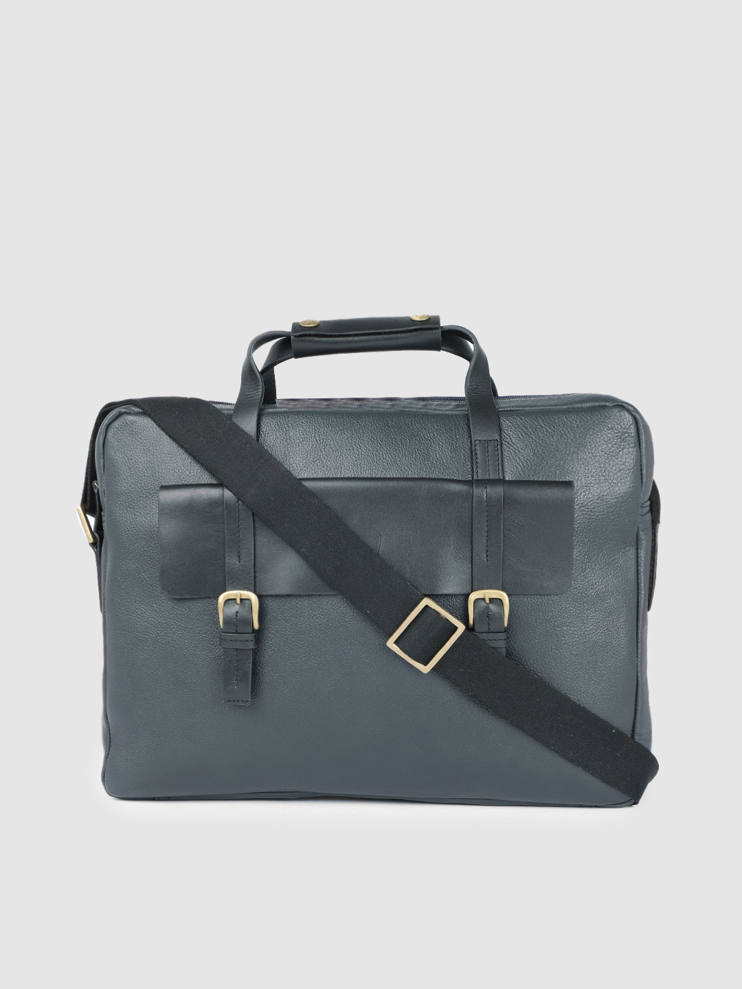 Hidesign Men Blue Solid Leather Laptop Bag