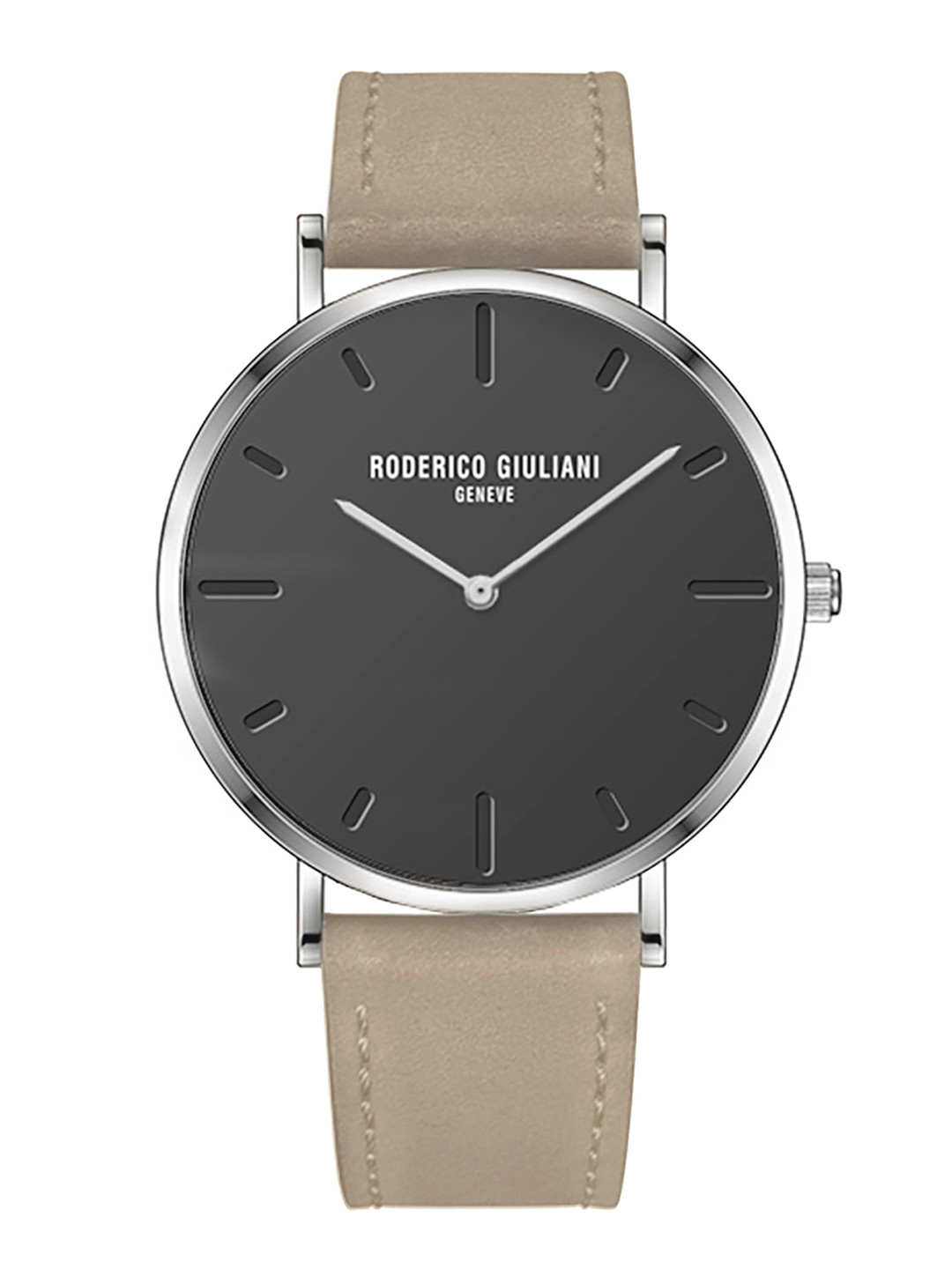 RODERICO GIULIANI Unisex Leather Straps Analogue Watch RG-MLEA76000001-SILVER