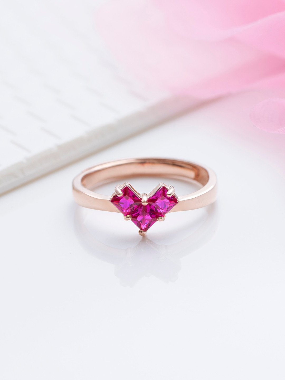 Zavya Women Stone Studded Sterling Silver Adjustable Finger Ring