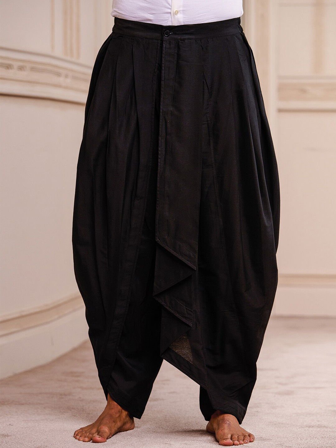 Tasva Men Black Solid Dhoti Pants