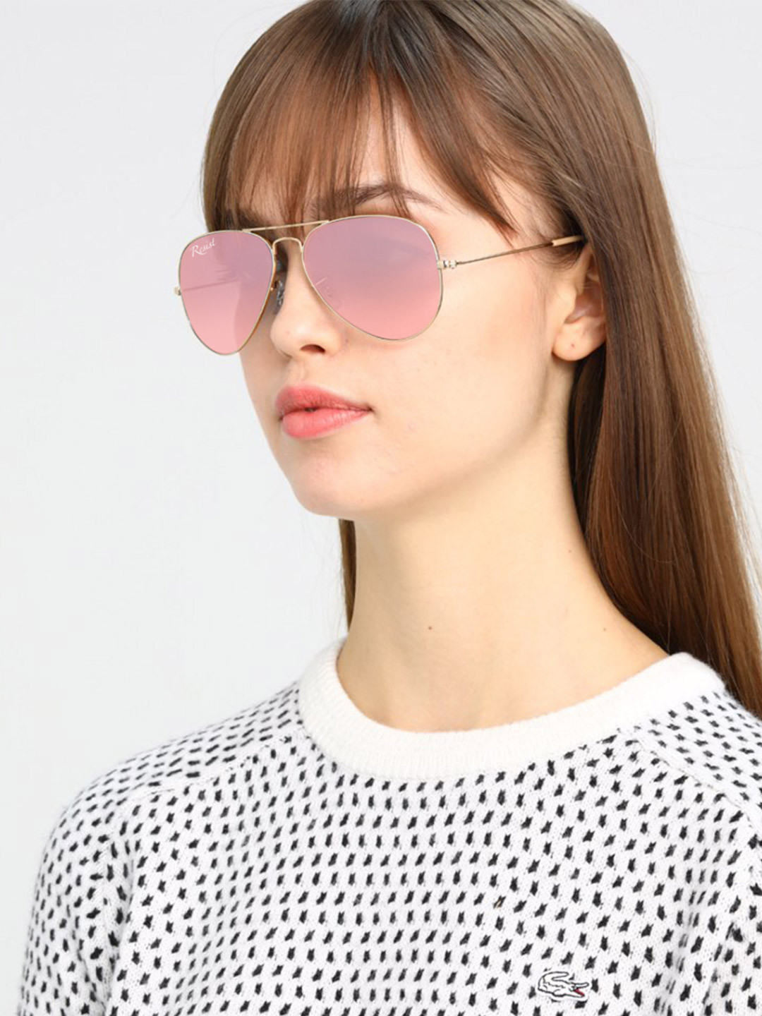 RESIST EYEWEAR Gold-Toned Aviator Sunglasses & UV Protected Lens 14 ARC GOLD PINK CANDY