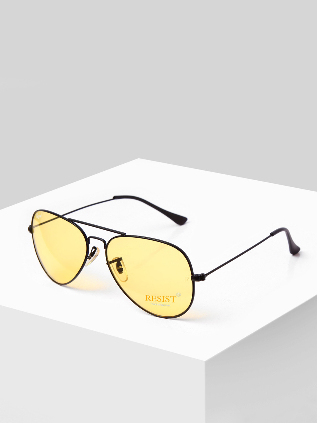 RESIST EYEWEAR Aviator Sunglasses with UV Protected Lens 11Arc Black Yellow Candy