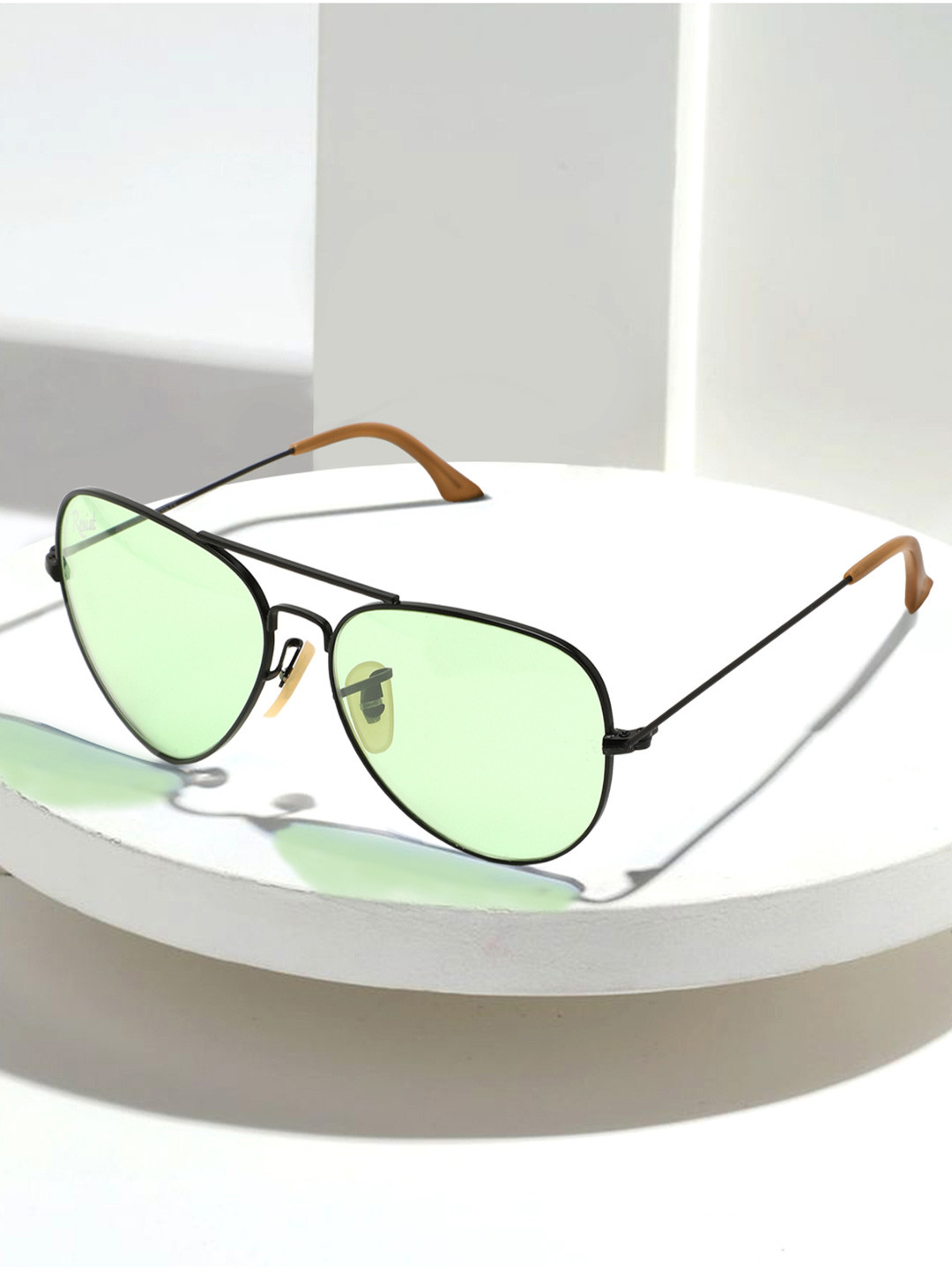 RESIST EYEWEAR Aviator Sunglasses with UV Protected Lens 09 Arc Black Green Candy