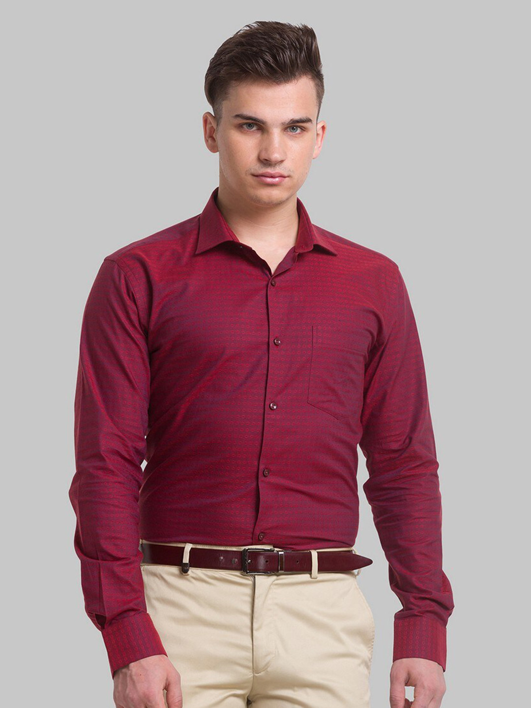 Park Avenue Men Red Slim Fit Organic Cotton Casual Shirt