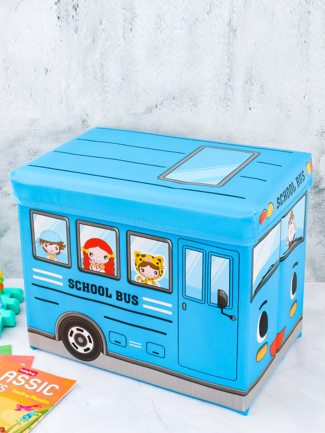 Yellow Bee Kids Blue Printed Folding Storage Box Organizer