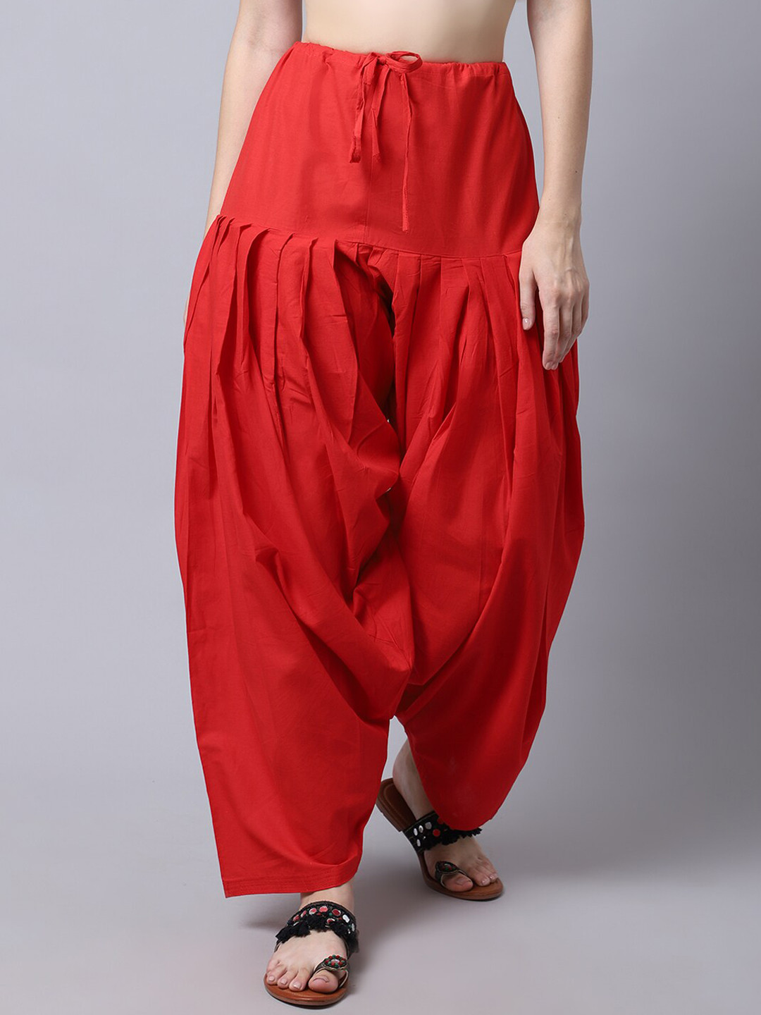 Pistaa Women Red Solid Pure Cotton Loose-Fit Patiala