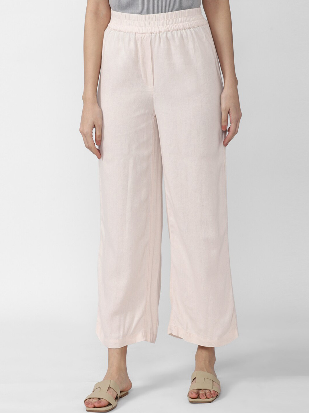 Van Heusen Woman Women Cream-Coloured Wide Leg Trousers