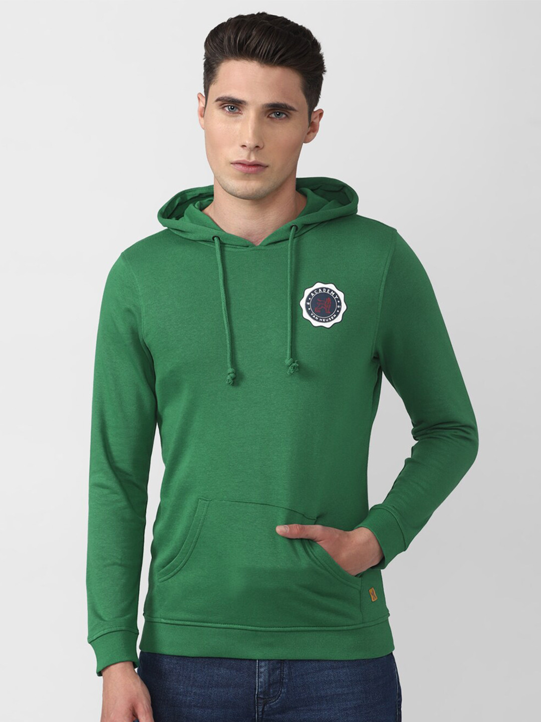 Van Heusen ACADEMY Men Green Hooded Sweatshirt