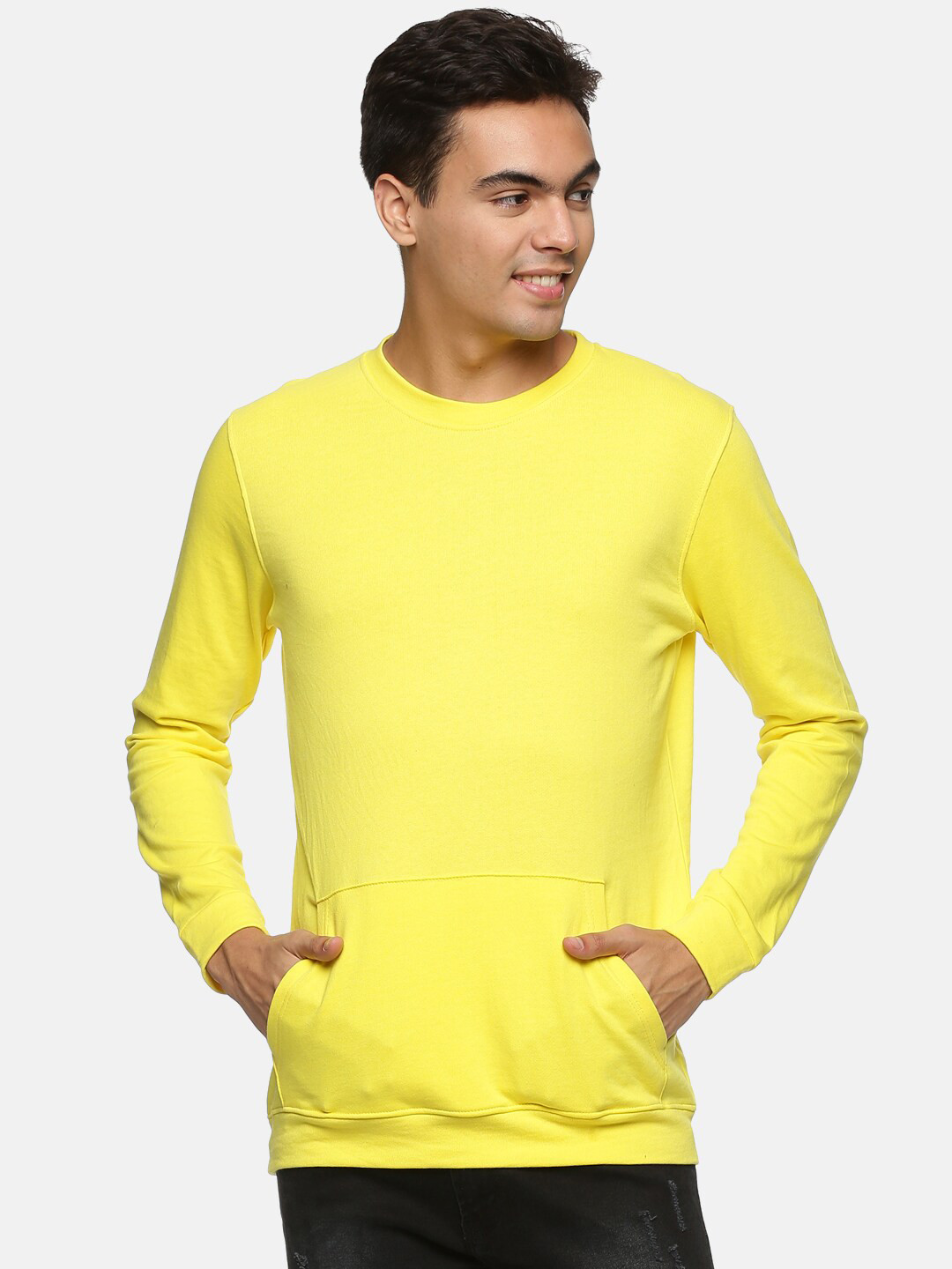 IMPACKT Men Yellow Soild Sweatshirt