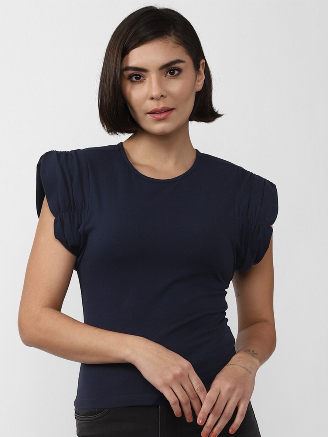 FOREVER 21 Women Navy Blue Top