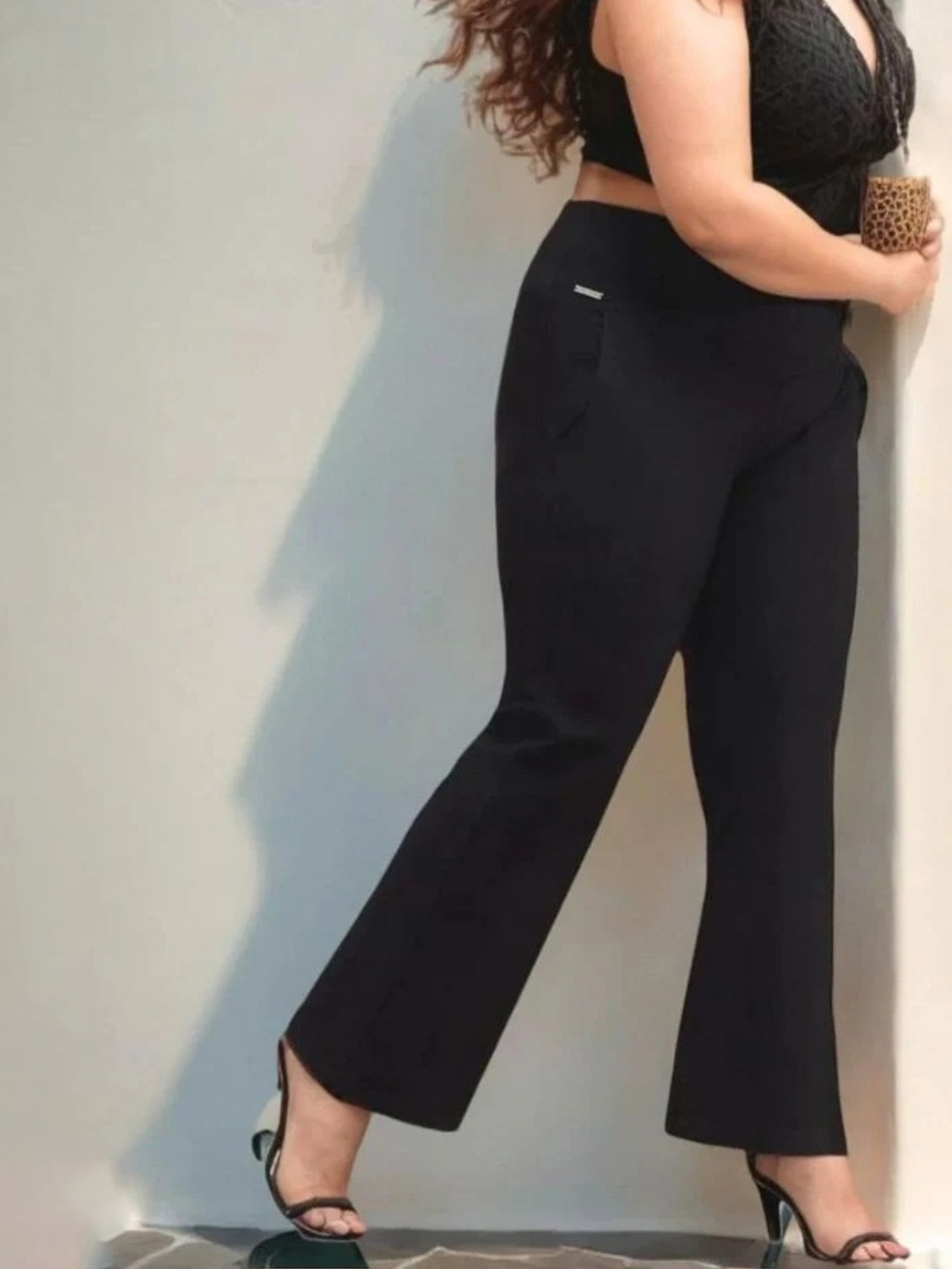 Amydus Women Plus Size Flared Trousers